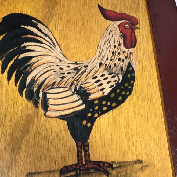 Vintage Chicken Hand painted rooster on wood shabby chic French country Home - Picture 8 of 9